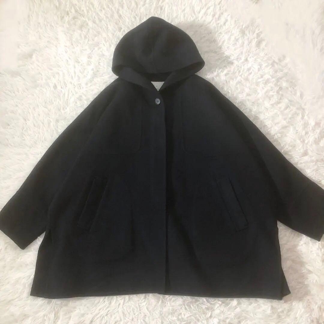 モガ シャルムリバー フードコート ポンチョ風 ドルマンスリーブ ネイビー