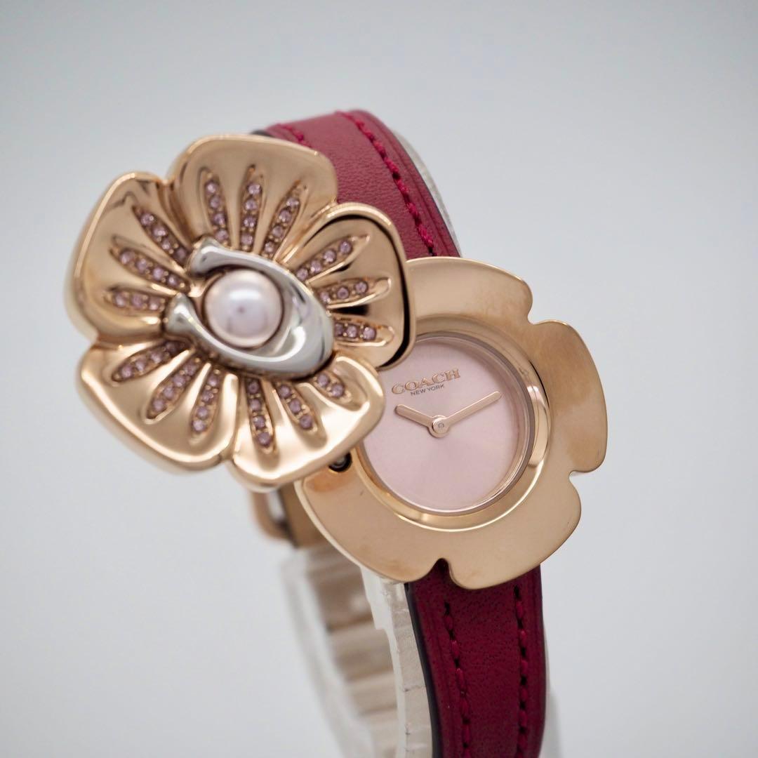 328 稼働【美品】COACH 時計　箱付き レディース　ティーローズ ゴールド