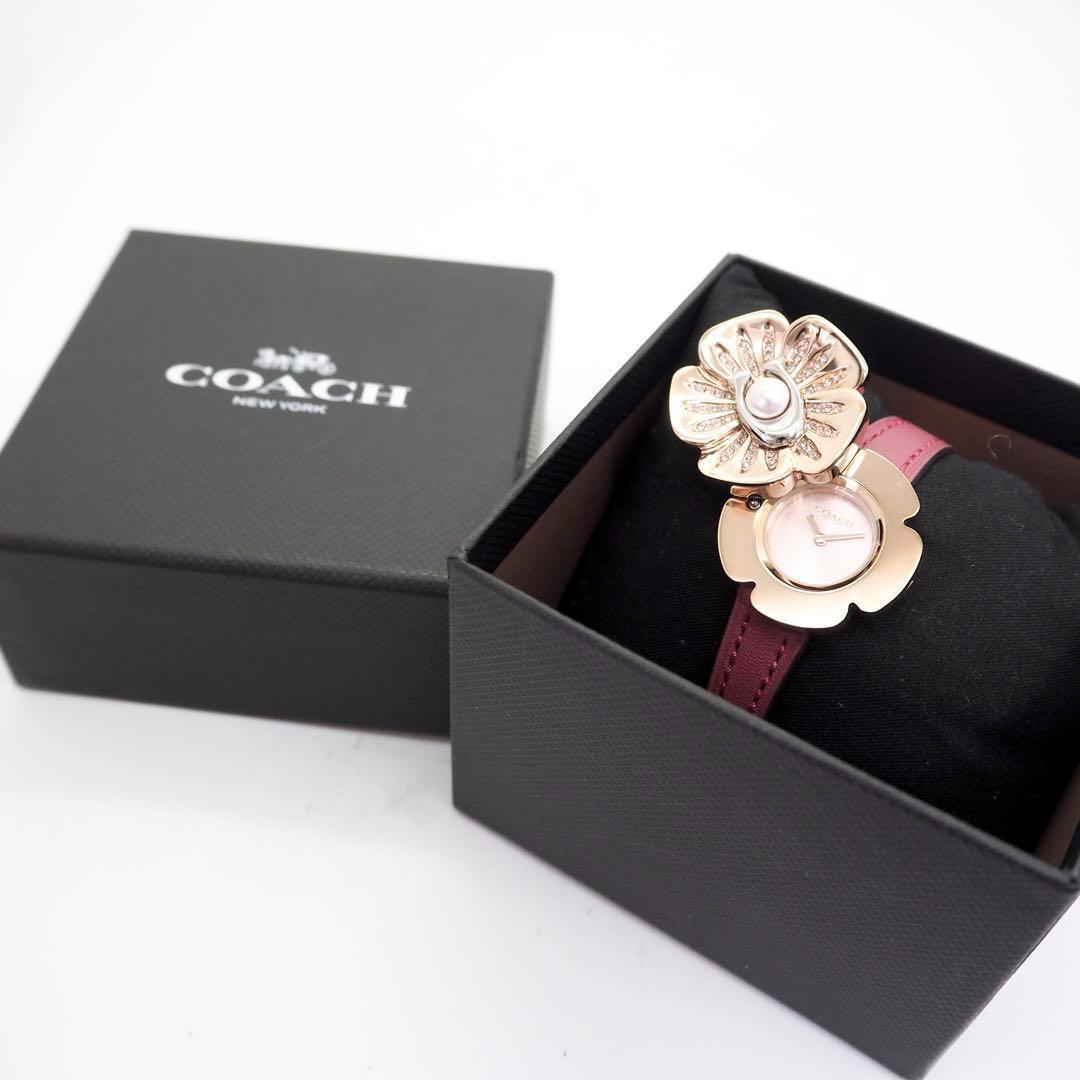 328 稼働【美品】COACH 時計　箱付き レディース　ティーローズ ゴールド