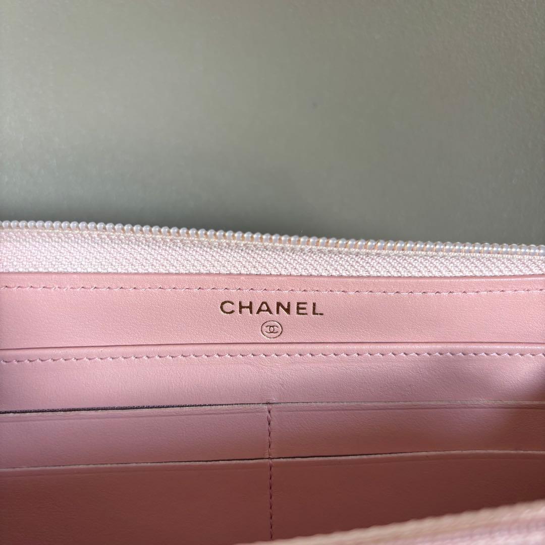 美品♡ CHANEL ボーイシャネル　ラウンドジップ　長財布　ピンク