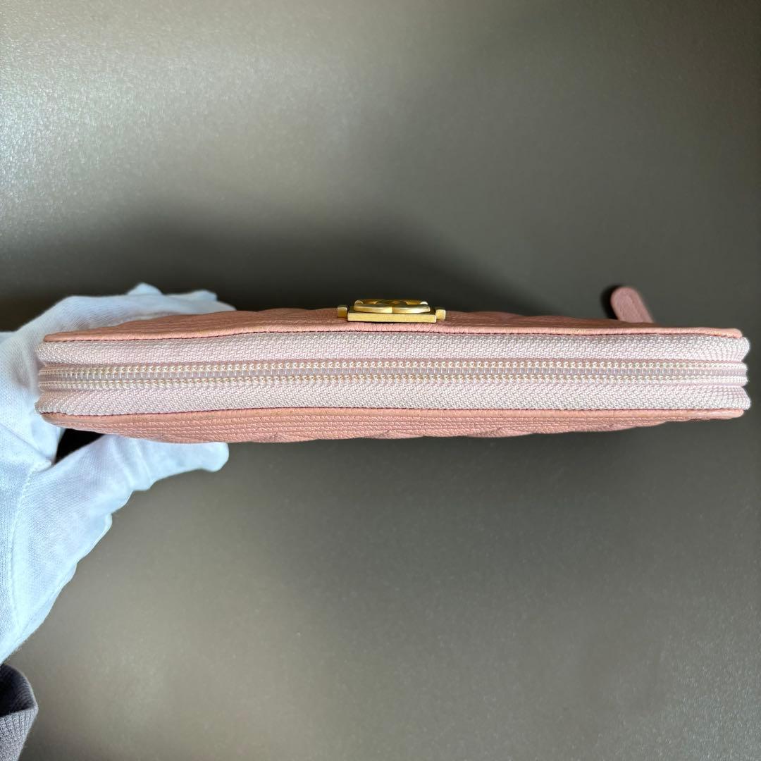 美品♡ CHANEL ボーイシャネル　ラウンドジップ　長財布　ピンク