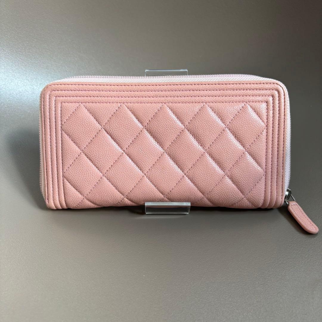 美品♡ CHANEL ボーイシャネル　ラウンドジップ　長財布　ピンク