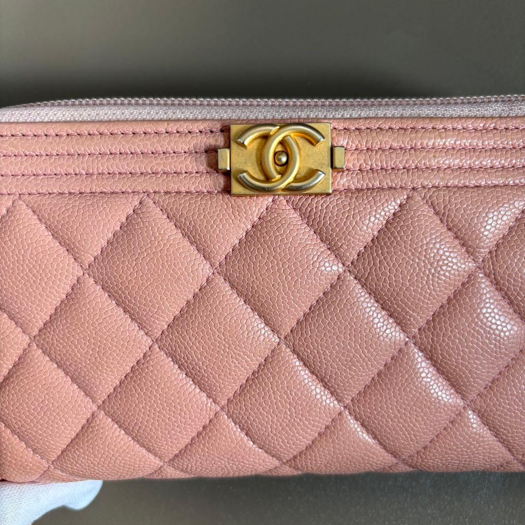 美品♡ CHANEL ボーイシャネル　ラウンドジップ　長財布　ピンク