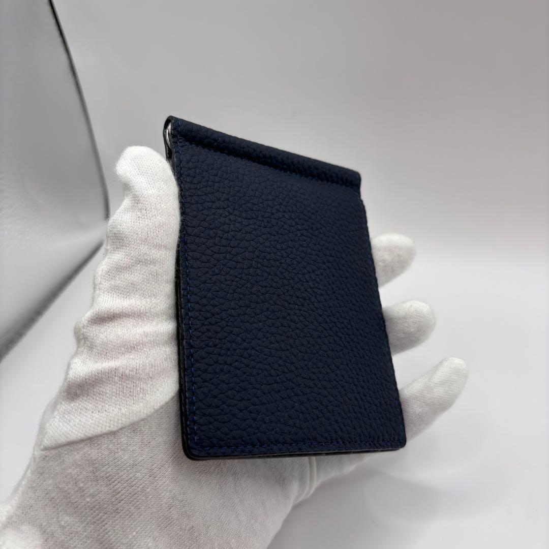 BONAVENTURA 二つ折り財布　マネークリップ　ネイビー　コンパクト　財布