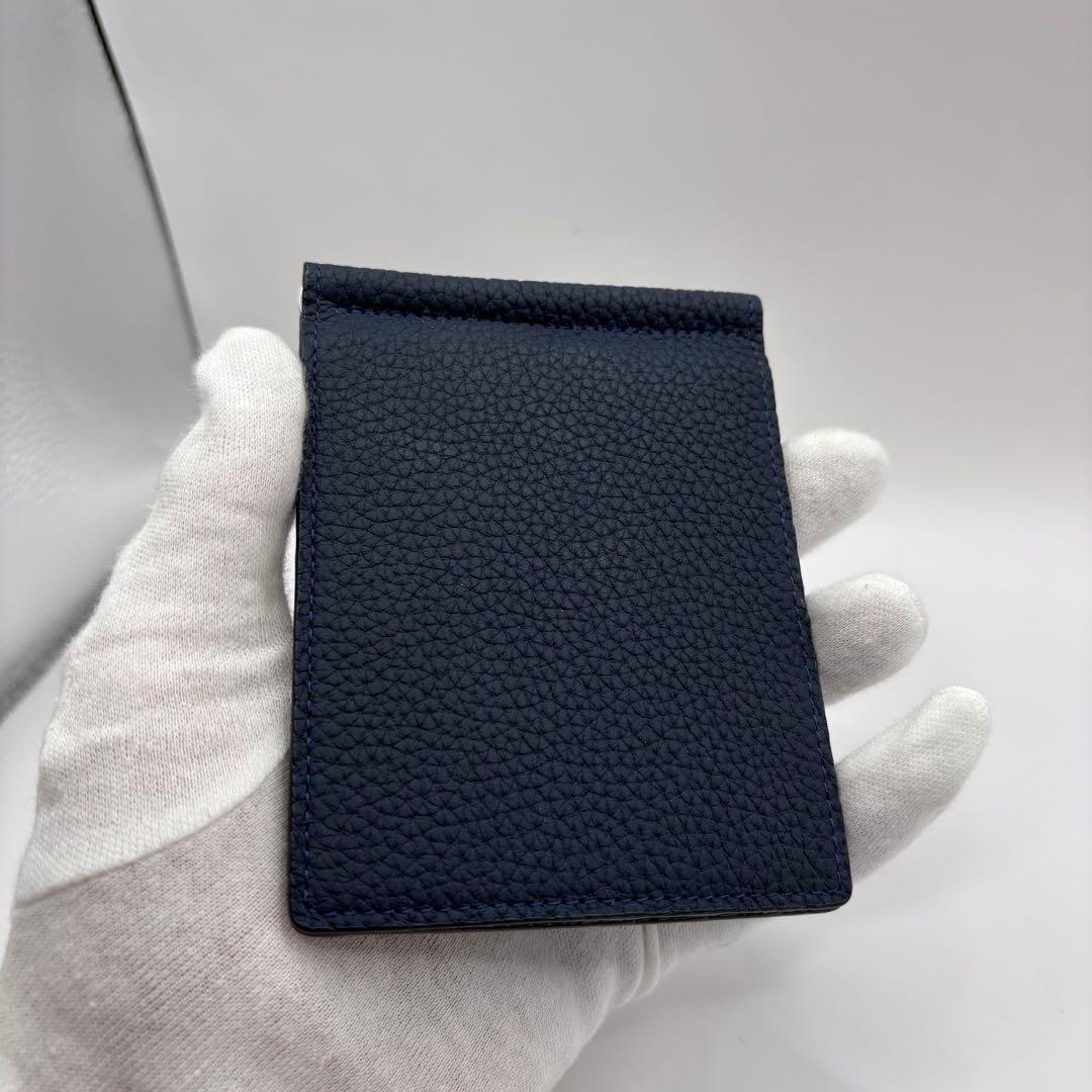 BONAVENTURA 二つ折り財布　マネークリップ　ネイビー　コンパクト　財布