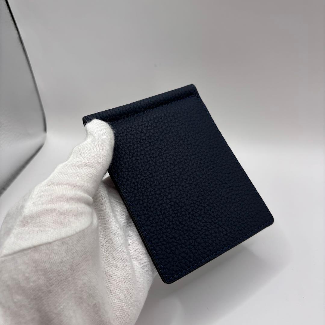 BONAVENTURA 二つ折り財布　マネークリップ　ネイビー　コンパクト　財布