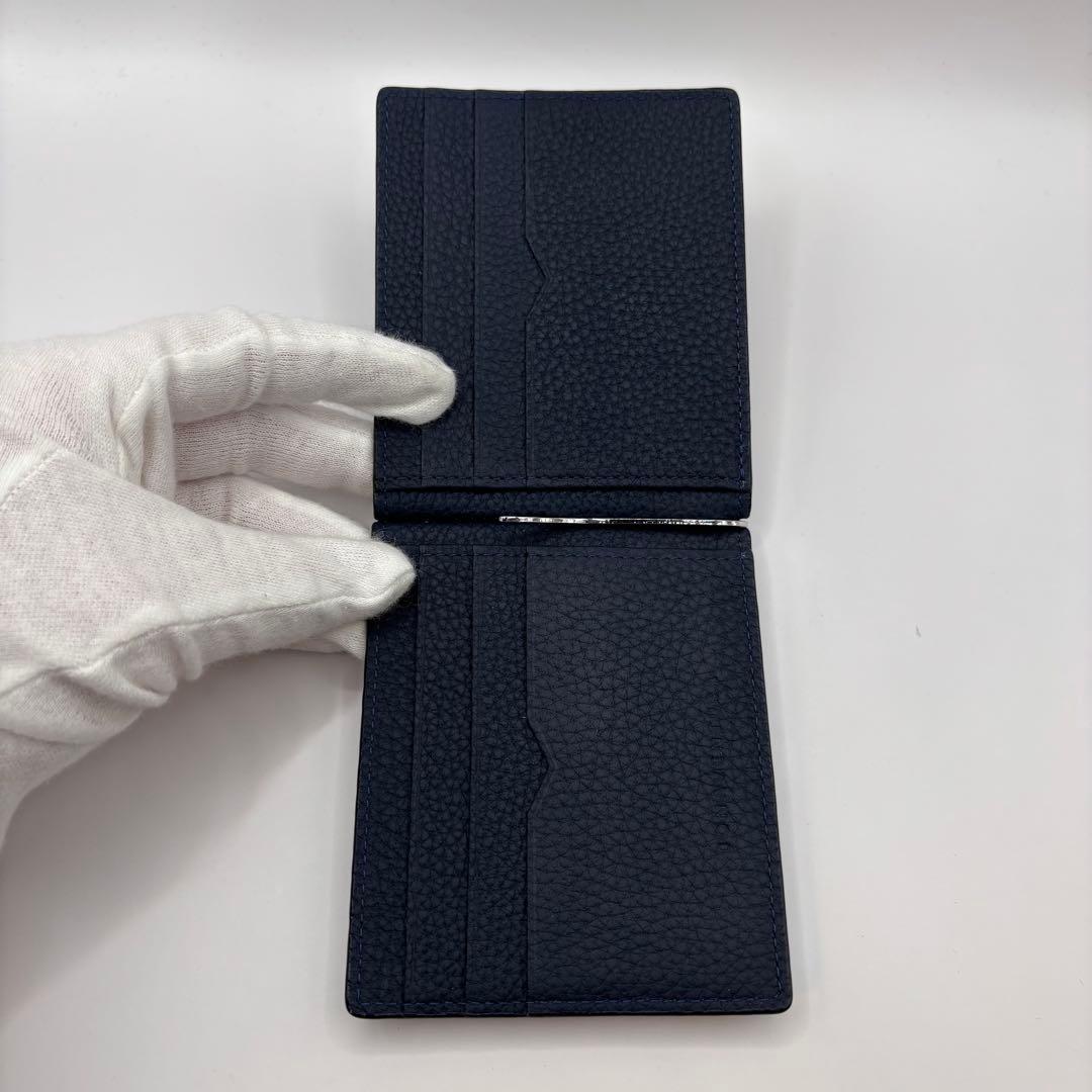 BONAVENTURA 二つ折り財布　マネークリップ　ネイビー　コンパクト　財布