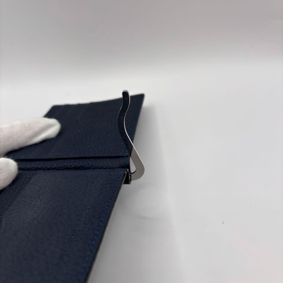 BONAVENTURA 二つ折り財布　マネークリップ　ネイビー　コンパクト　財布