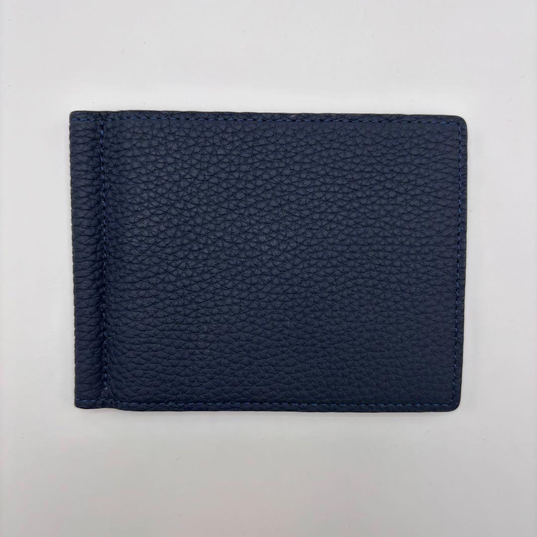 BONAVENTURA 二つ折り財布　マネークリップ　ネイビー　コンパクト　財布