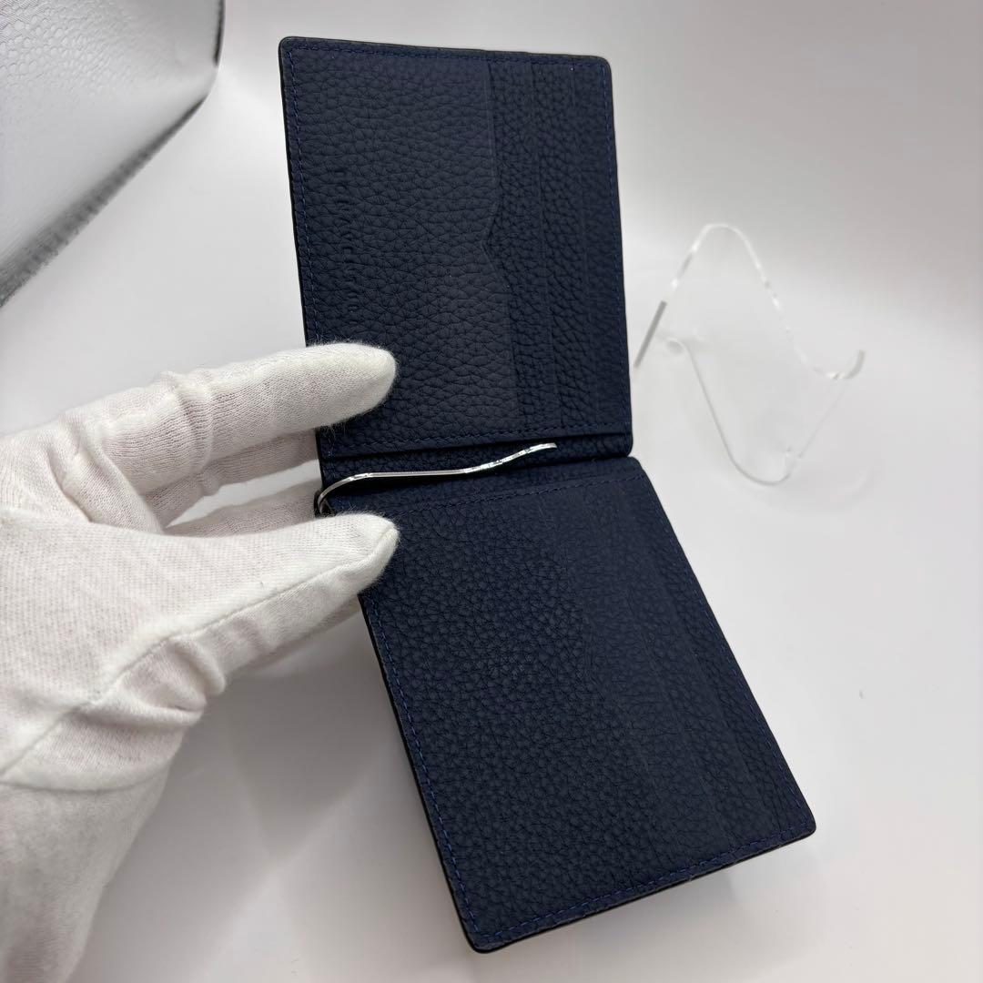 BONAVENTURA 二つ折り財布　マネークリップ　ネイビー　コンパクト　財布