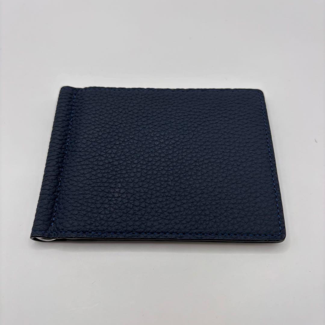BONAVENTURA 二つ折り財布　マネークリップ　ネイビー　コンパクト　財布