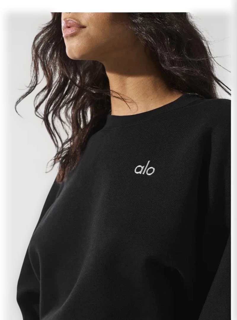 aloクロップド Accolade クルーネック ブラックSサイズ