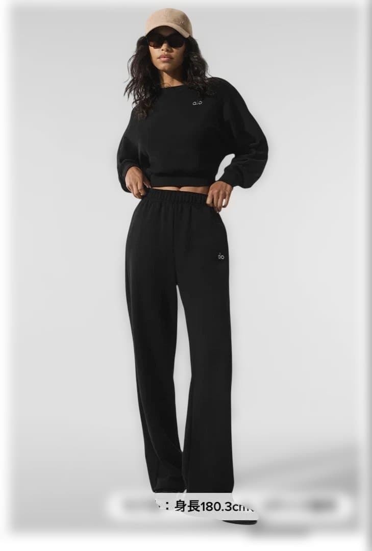 aloクロップド Accolade クルーネック ブラックSサイズ