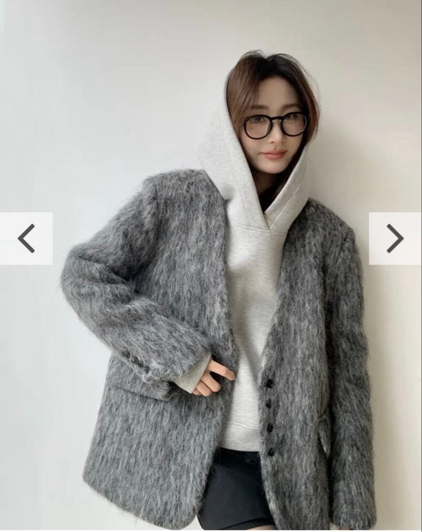 【新品】バースデーバッシュ シャギーノーカラージャケット グレー コート