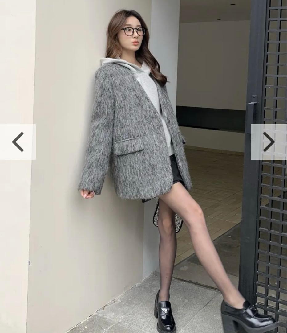 【新品】バースデーバッシュ シャギーノーカラージャケット グレー コート