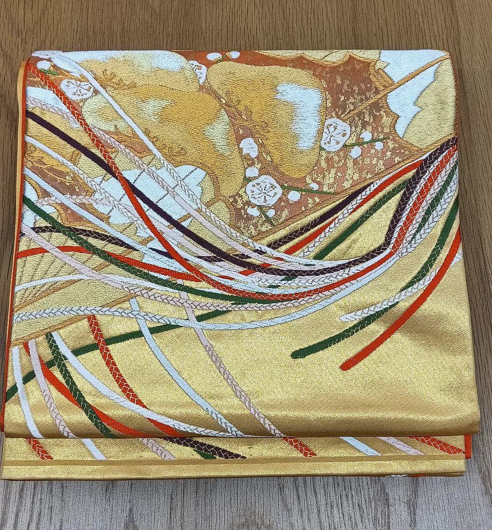 ナ3【1】◆美品◆正絹◆紅型・花鳥柄振袖 ＆六通袋帯＆帯締めセット◆レトロ