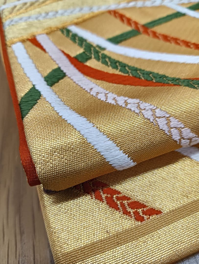 ナ3【1】◆美品◆正絹◆紅型・花鳥柄振袖 ＆六通袋帯＆帯締めセット◆レトロ