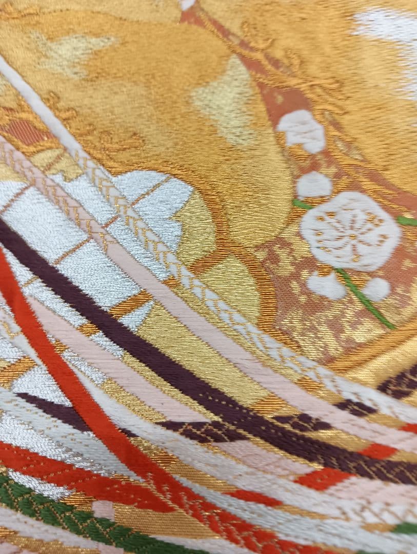 ナ3【1】◆美品◆正絹◆紅型・花鳥柄振袖 ＆六通袋帯＆帯締めセット◆レトロ