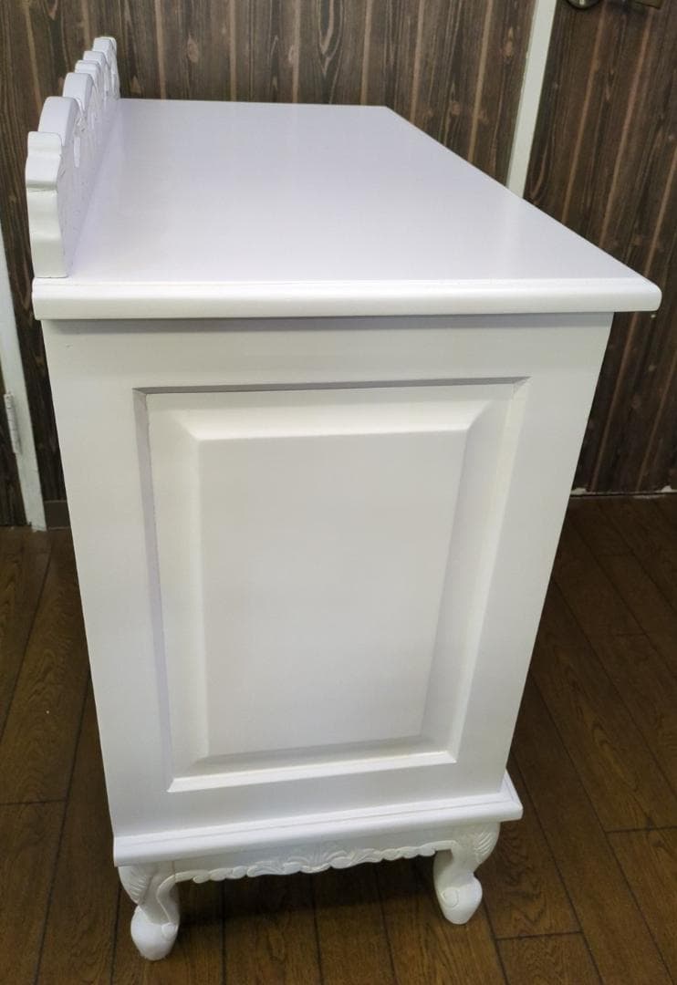 〈たのめる便・現状渡し〉ワイドチェスト アンティークホワイト