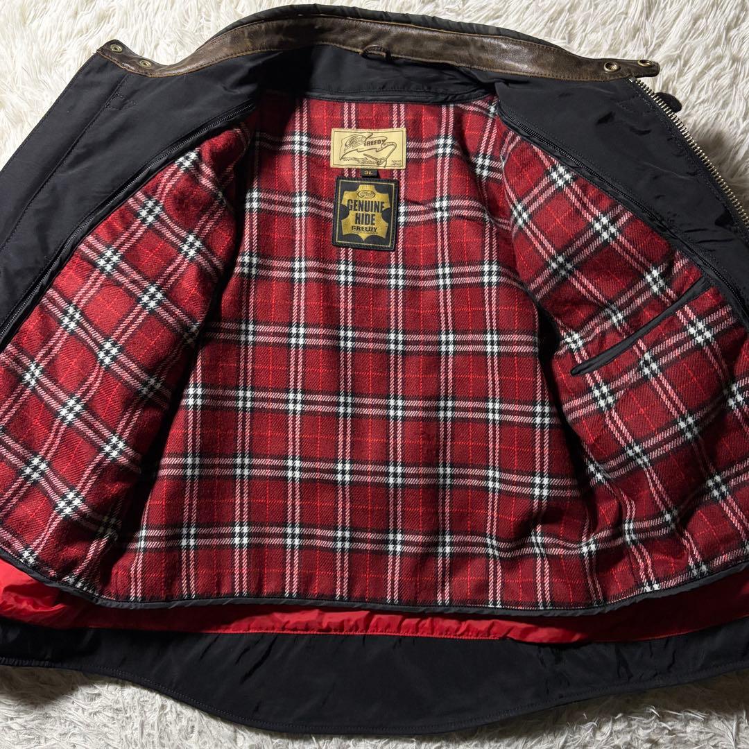 【雰囲気抜群】バイクウェア　プロテクター・ライナー付き　ブラック　本革　3L