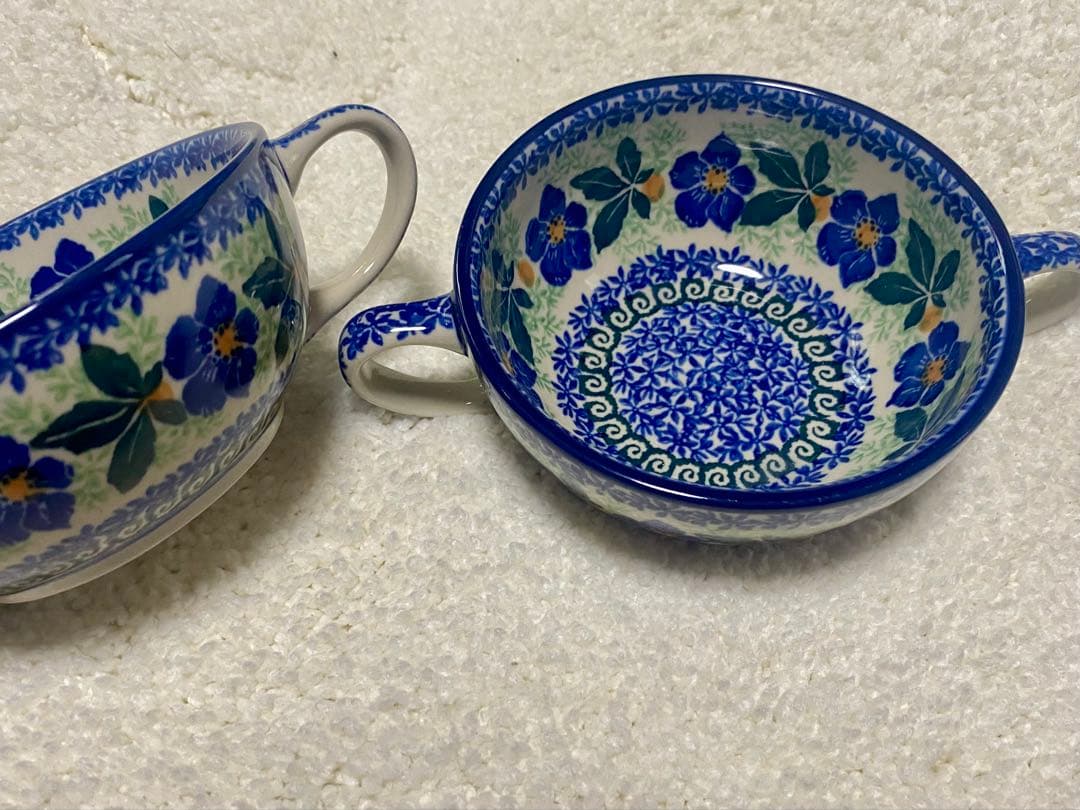 【激レア】取っ手可愛くて便利 ポーリッシュポタリー ポーランド スープカップ