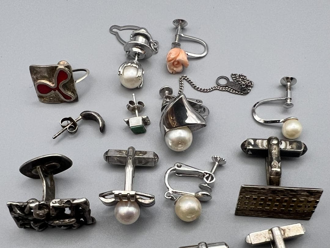 純銀925　SILVER刻印　ネクタイピン　カフス　ピアス　纏め売り　約105g