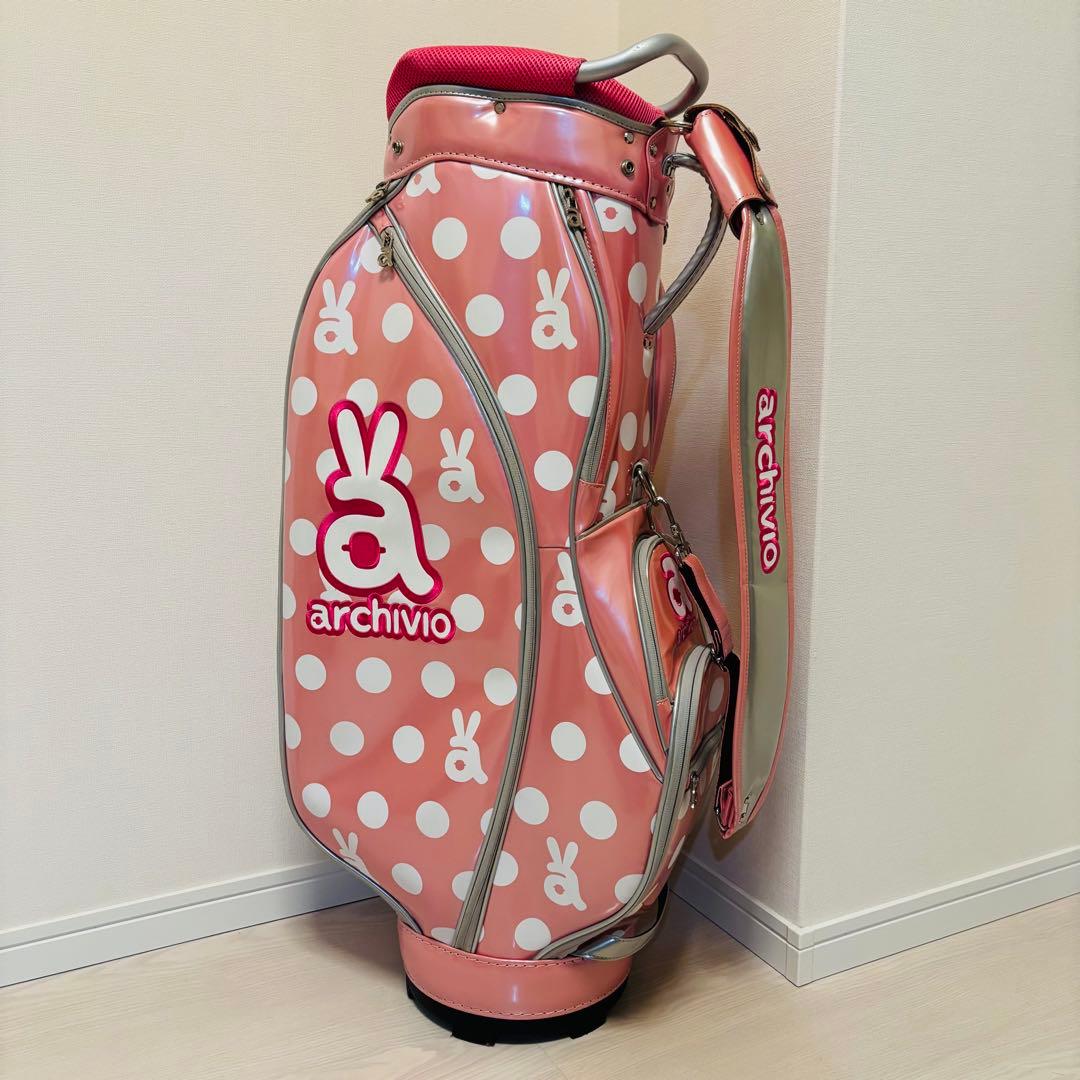 archivio ピンク ドット ゴルフバッグ ギャディバッグ