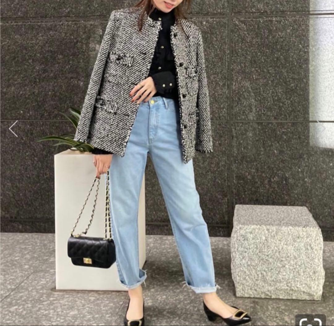 美品　アルアバイル　モノトーンカルゼクルーショートコート