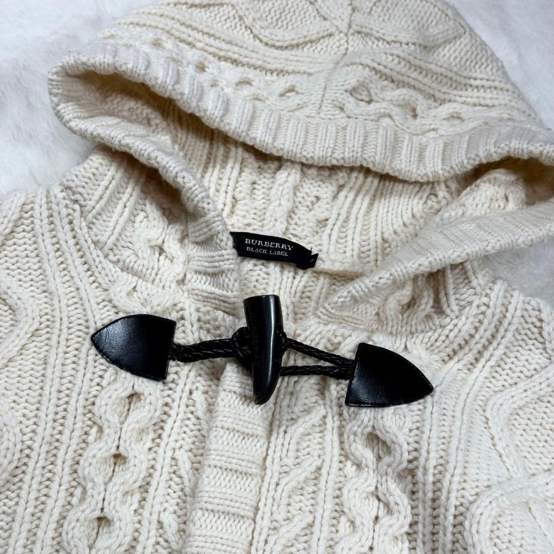 美品 BURBERRY BLACK LABEL ケーブルニット コート ダッフル