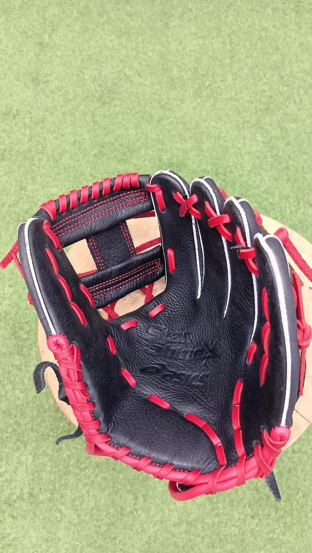 アシックス　Star Shine ジュニア軟式用野球グローブ 黒/赤