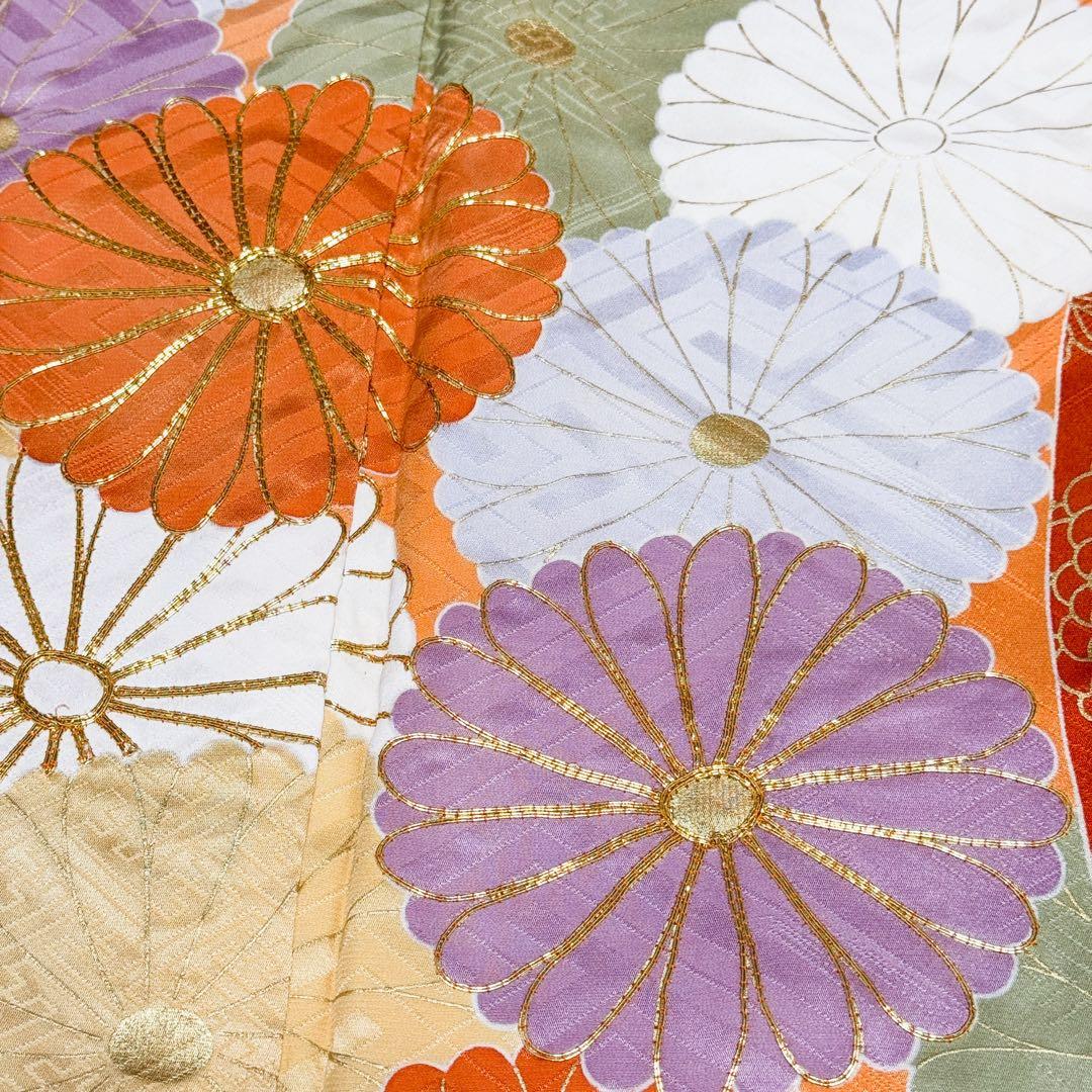 振袖５点セット　セミアンティーク　菊模様　西陣織袋帯　成人式　161.5cm位迄