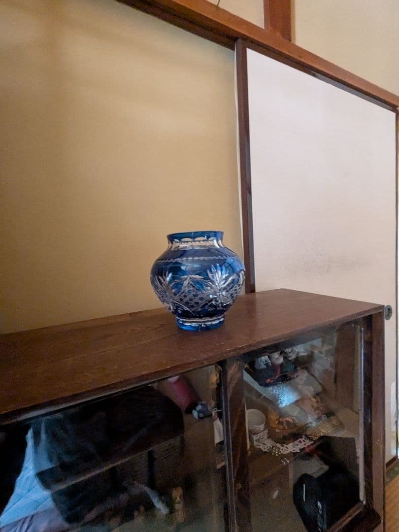 カガミクリスタル　江戸切子　花瓶　木村秋男