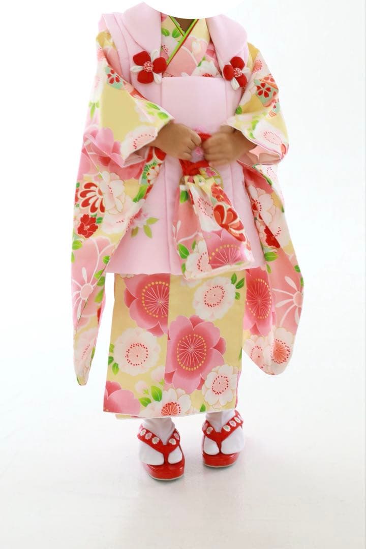 七五三 3歳　着物セット ピンク 花柄　花ひめ