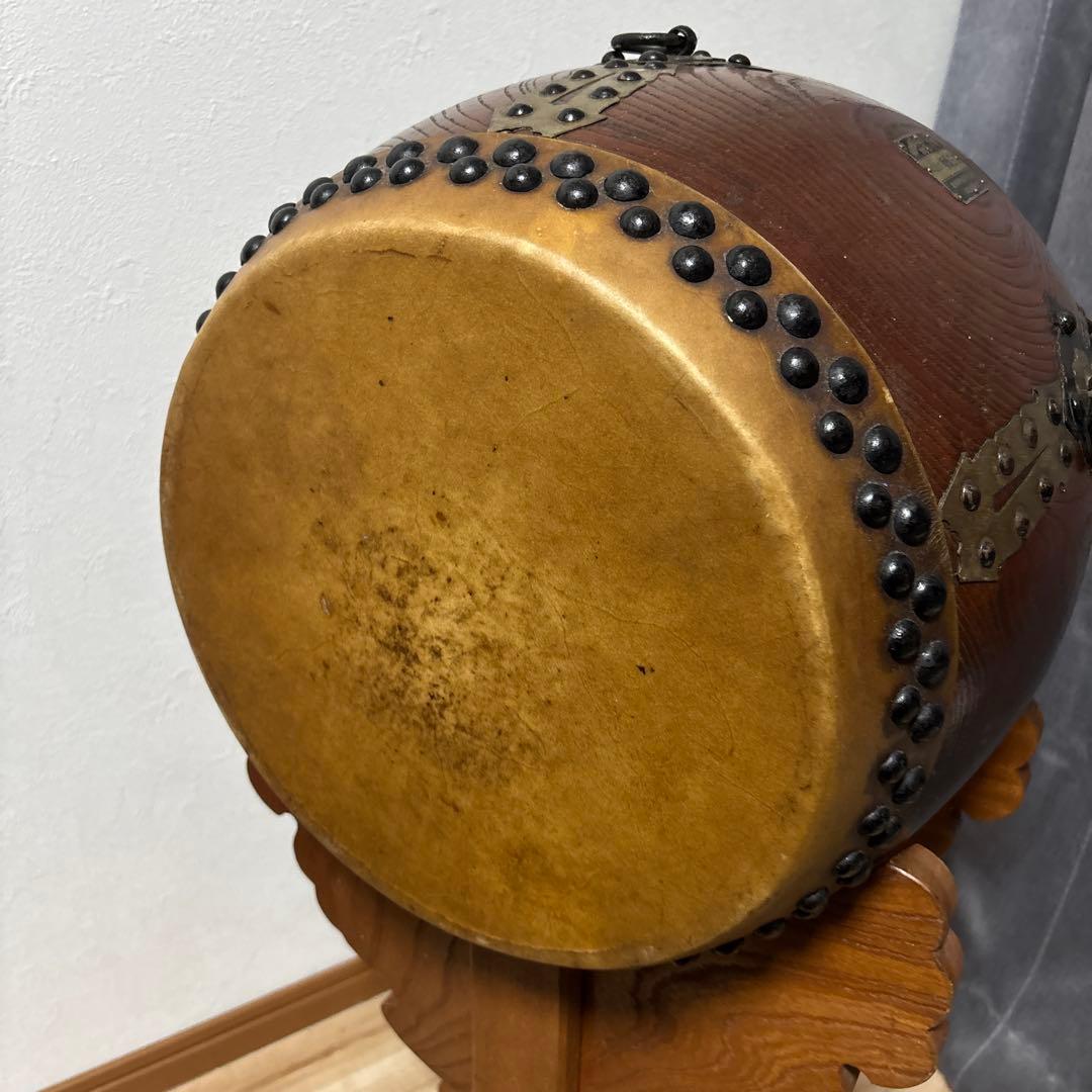 和太鼓　大正　新條正之　直径30cm 状態普通　土台　バチ付き　最安値