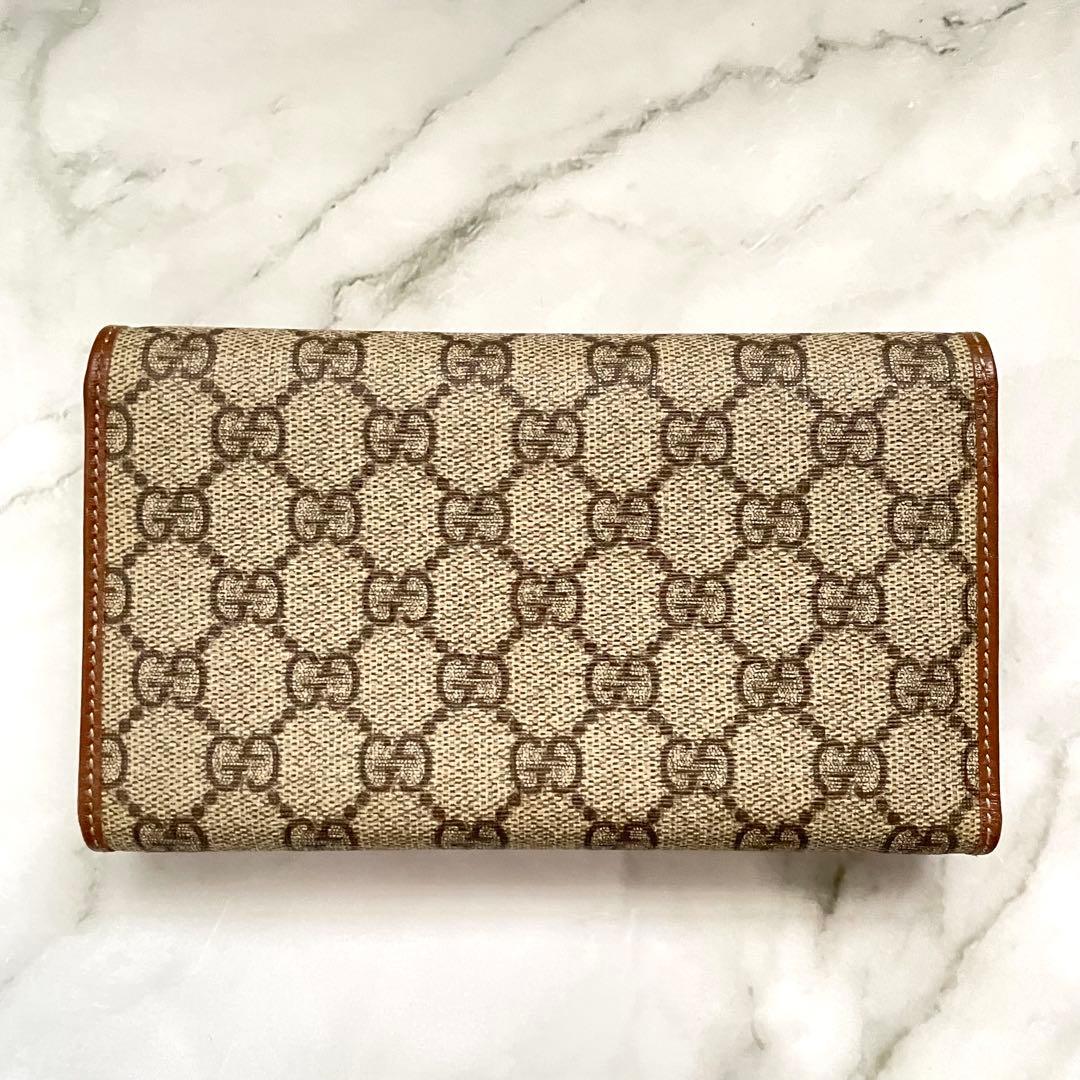 GUCCI グッチ フラップ 長財布　PVC　3つ折り財布 美品　0122-⑤
