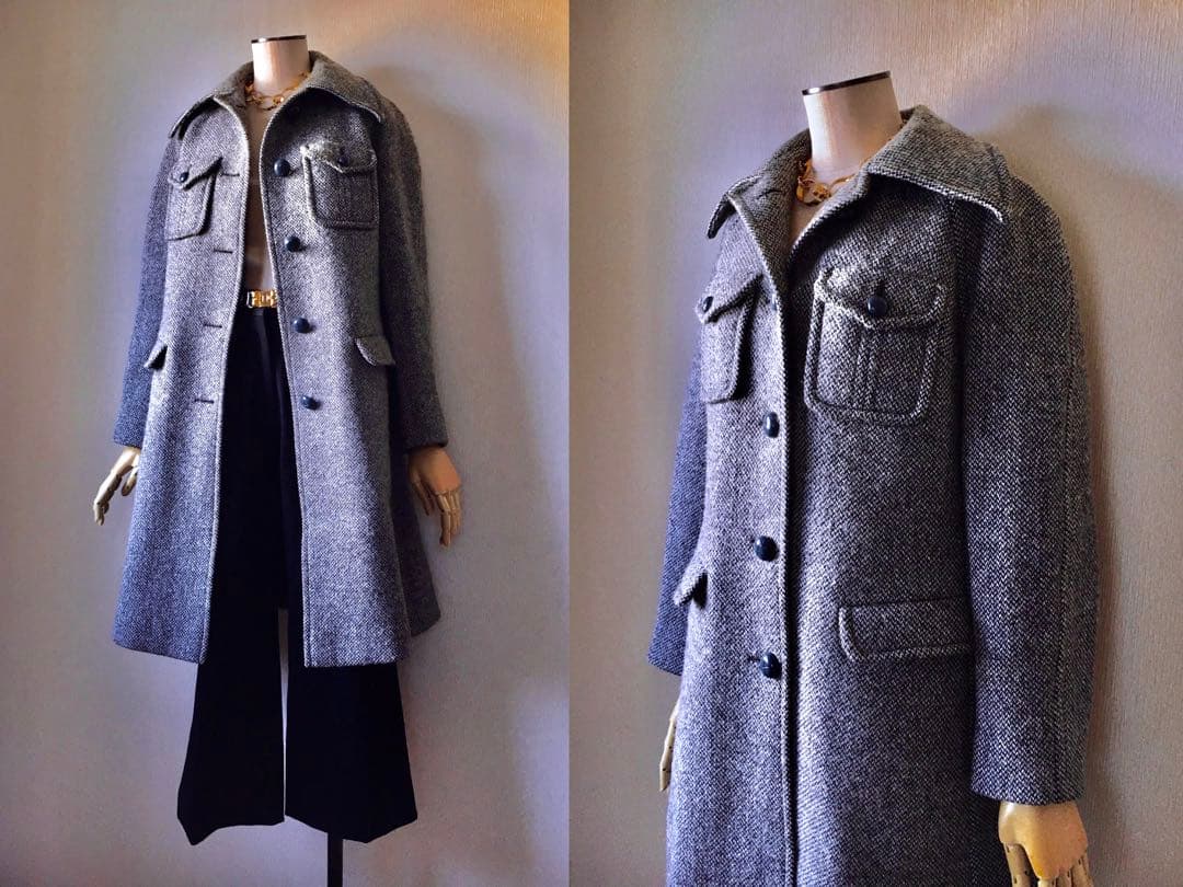60s ELGEE London Vintage Tweed Coat 英国製