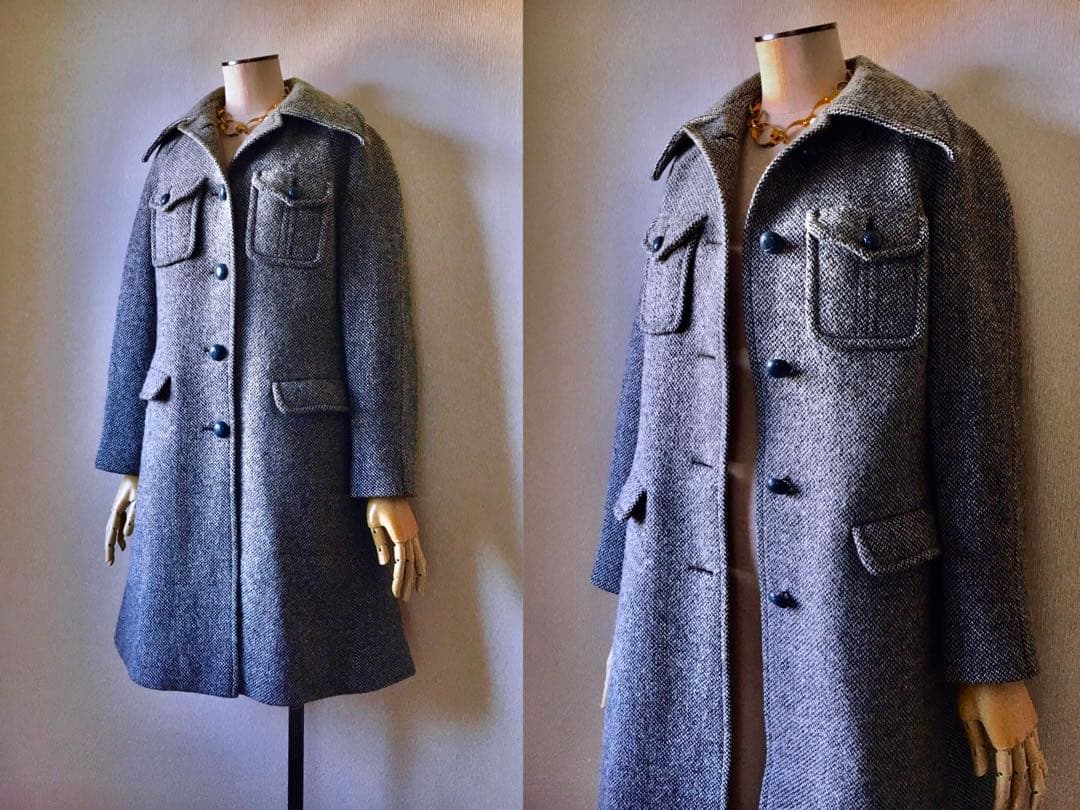 60s ELGEE London Vintage Tweed Coat 英国製