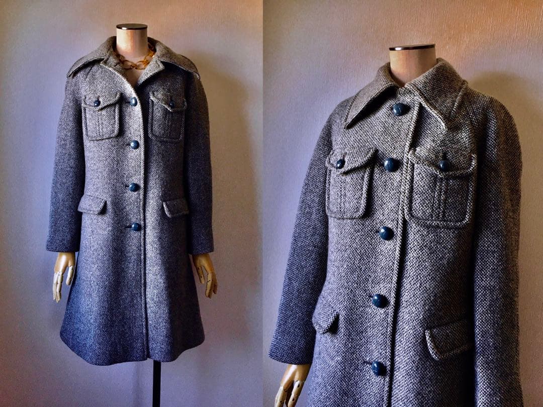 60s ELGEE London Vintage Tweed Coat 英国製