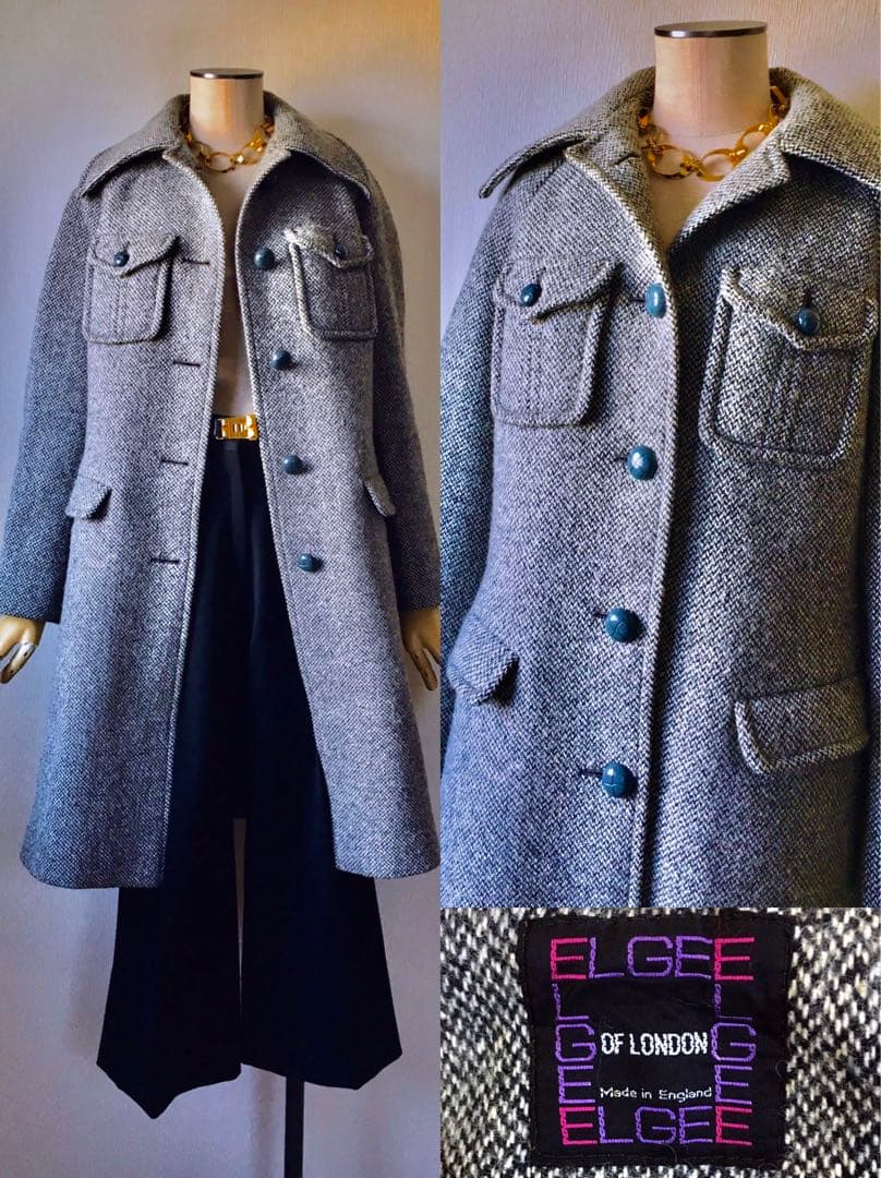 60s ELGEE London Vintage Tweed Coat 英国製