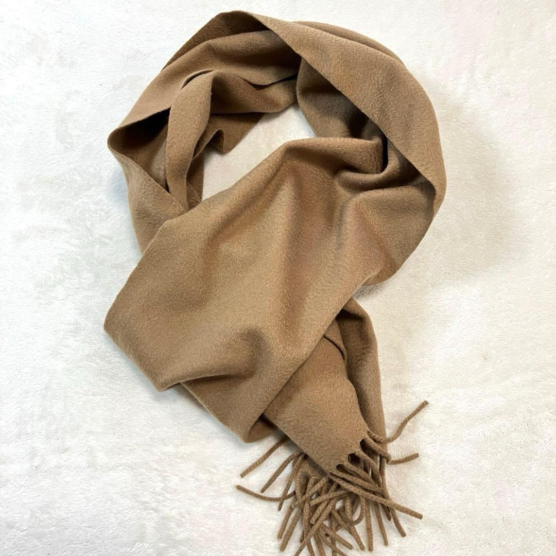 ✨MaxMara 最高級白タグ カシミヤ100%マフラー フリンジ キャメル
