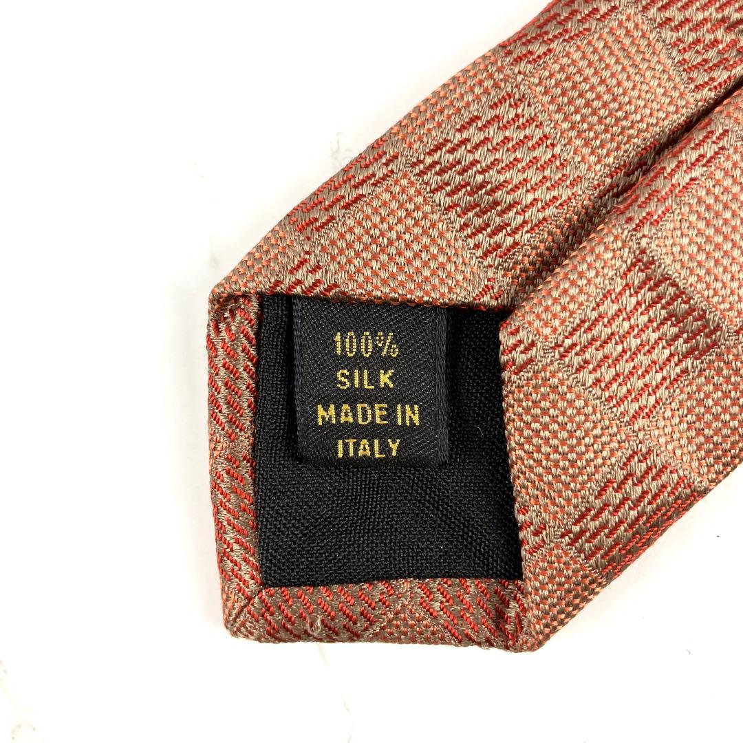 ルイヴィトン　ネクタイ　ダミエ　ロゴ　ソリッド　ジャガード　ブラウン