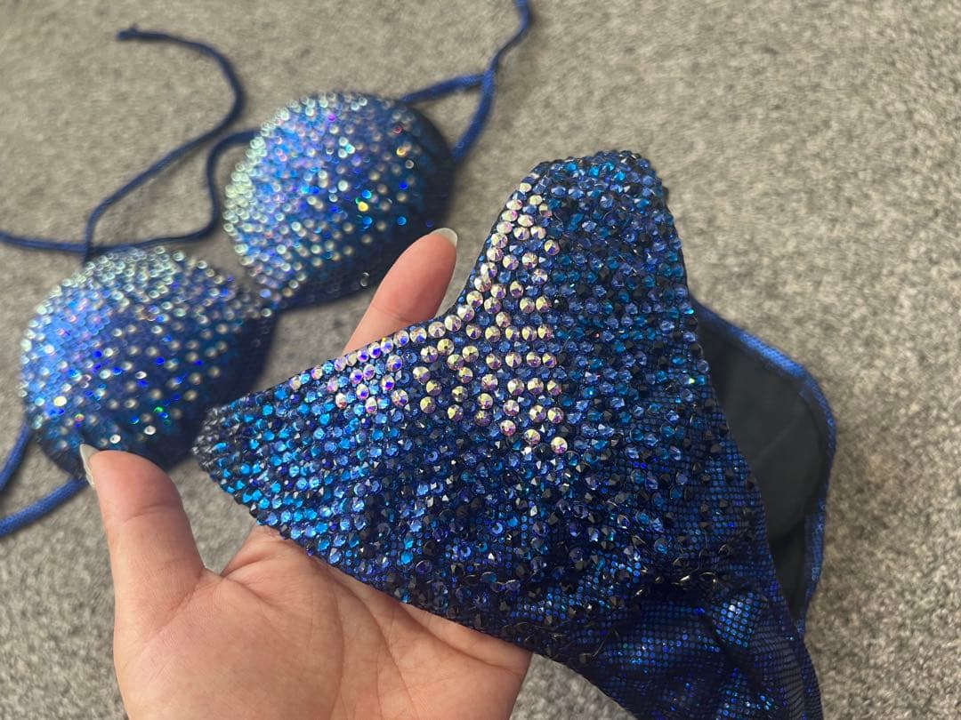 jbbf コンテストビキニ　ブルー　スワロフスキー