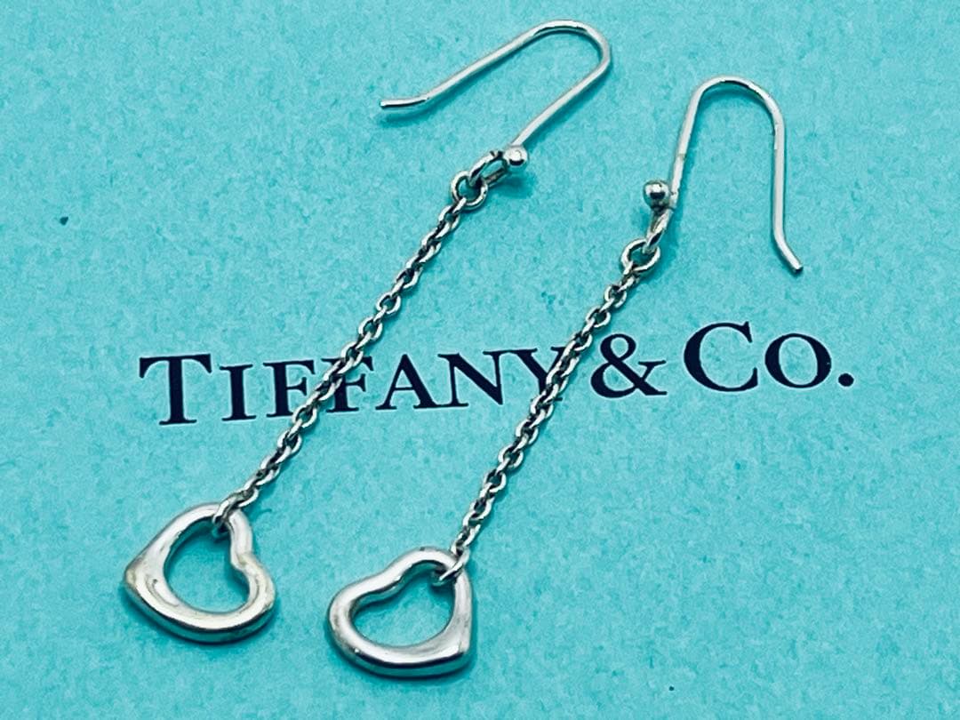 h600 ティファニー　オープンハート　ドロップ　フック　ピアス　シルバー925