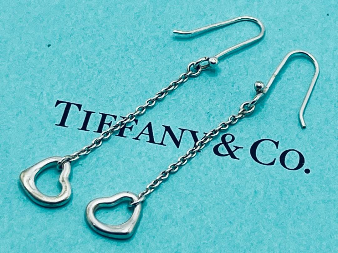 h600 ティファニー　オープンハート　ドロップ　フック　ピアス　シルバー925