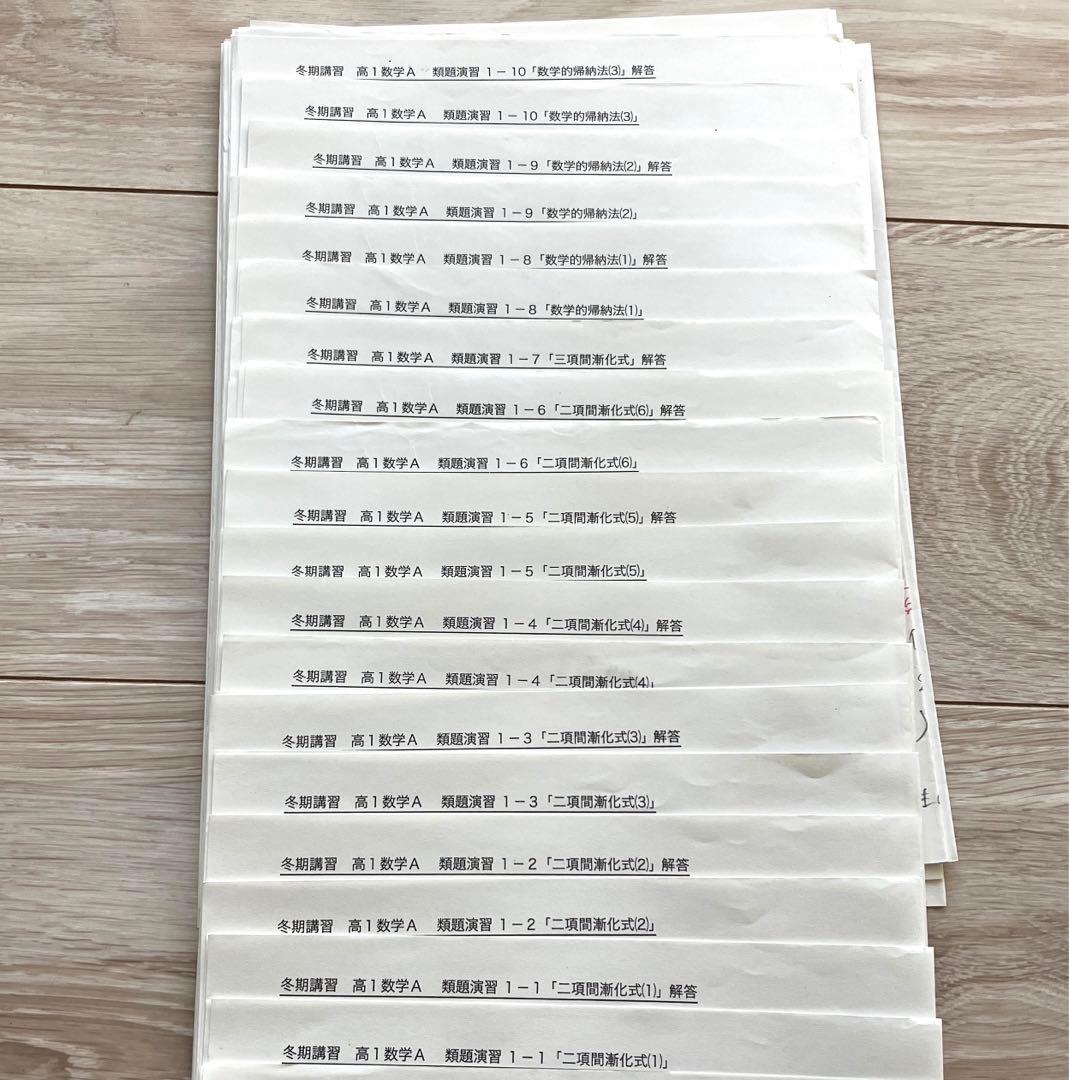【匿名配送】鉄緑会　冬期講習　高1数学A 問題　授業プリント