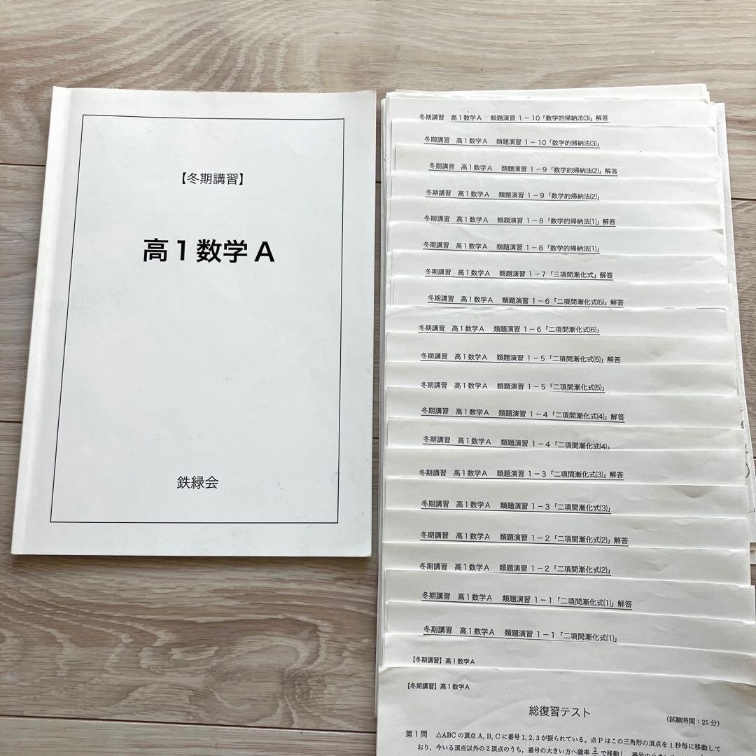 【匿名配送】鉄緑会　冬期講習　高1数学A 問題　授業プリント