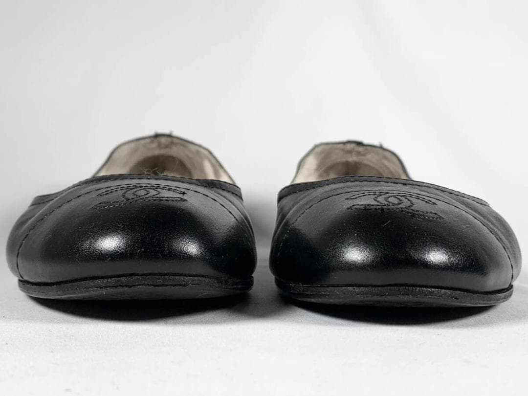 【正規】美品 シャネル CHANEL ココマーク レザー フラットシューズ 39