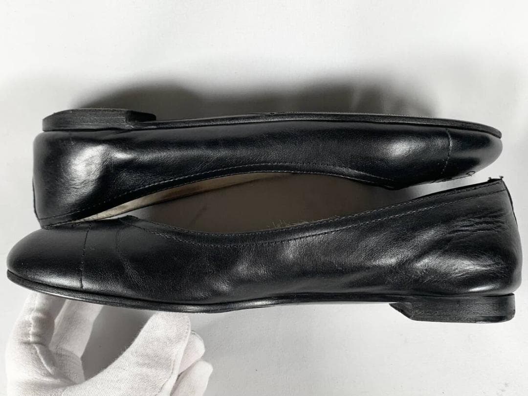 【正規】美品 シャネル CHANEL ココマーク レザー フラットシューズ 39