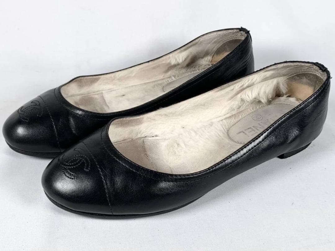 【正規】美品 シャネル CHANEL ココマーク レザー フラットシューズ 39