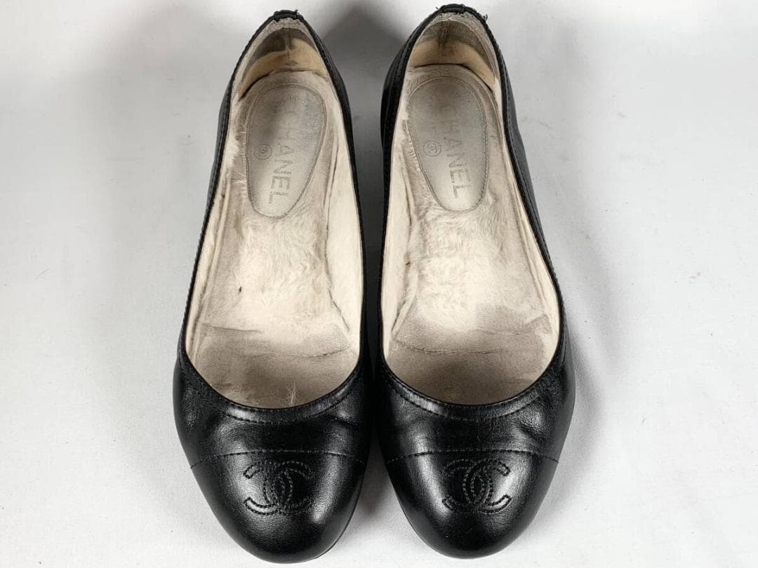 【正規】美品 シャネル CHANEL ココマーク レザー フラットシューズ 39